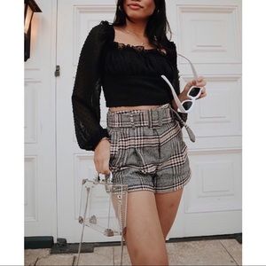 Plaid high waisted shorts
